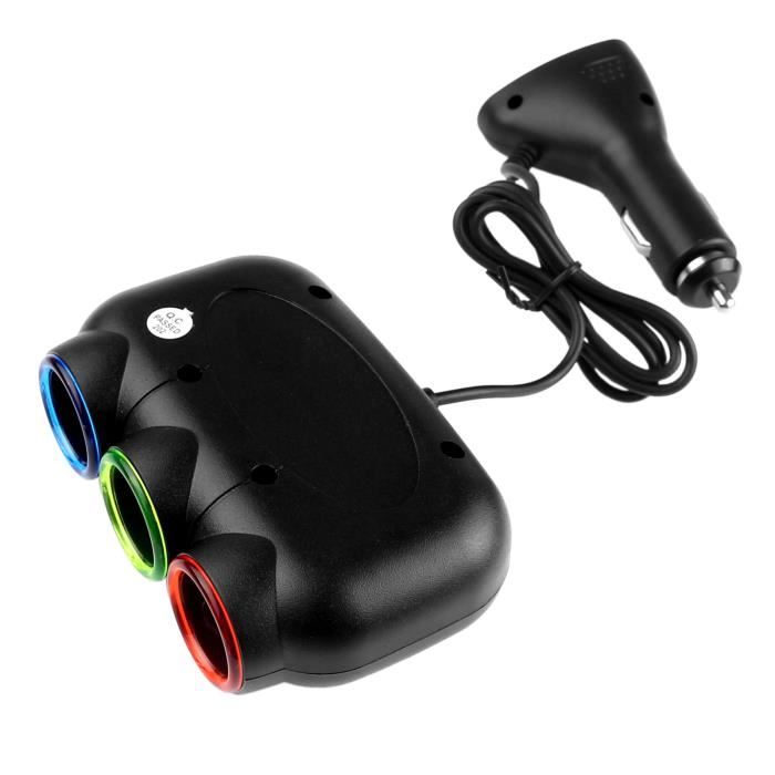 Rallonge Allume-Cigare 1 à 2 Prises - Avec Interrupteur, Fusible 15A, 12V/24V - Pour Voiture, Bateau
