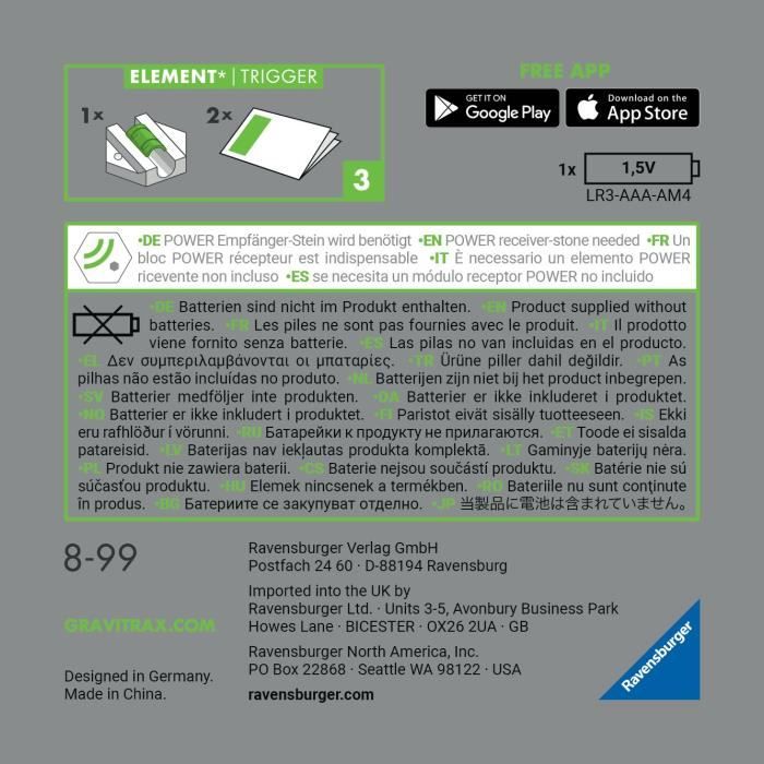 Ravensburger GraviTrax POWER Élément Trigger – Envoyeur Électronique Pour Circuits De Billes, Complète Starter Set – Dès 8 Ans