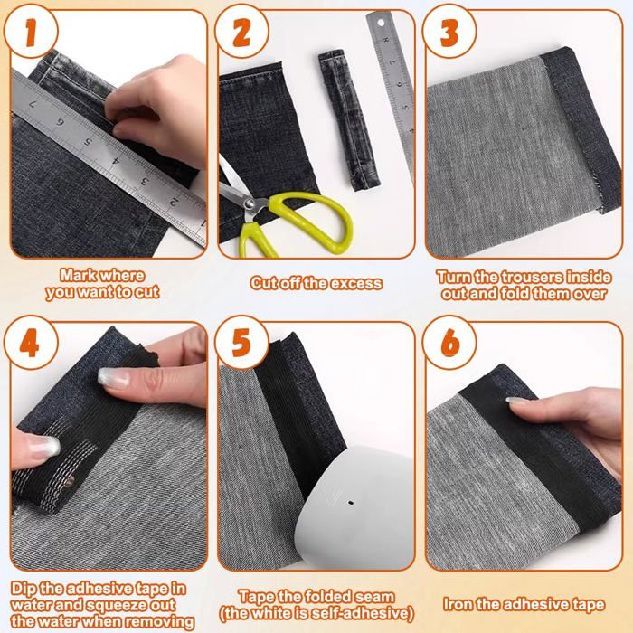 10 Mètres Ruban Thermocollant Ourlet Noir – Bande Adhésive Sans Couture Pour Pantalons, Rideaux, Jeans, Jupes, Ourlets Faciles