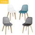 KEDIA. 4 pièces, chaise longue, chaise de salle à manger pieds en bois, PP, charge: 120 kg, (noir, blanc, bleu, gris foncé)-0