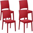 Chaise de jardin FLORA ARETA - Lot de 4 - Rouge - 52 x 46 x H 86 cm - Plastique Résine-0