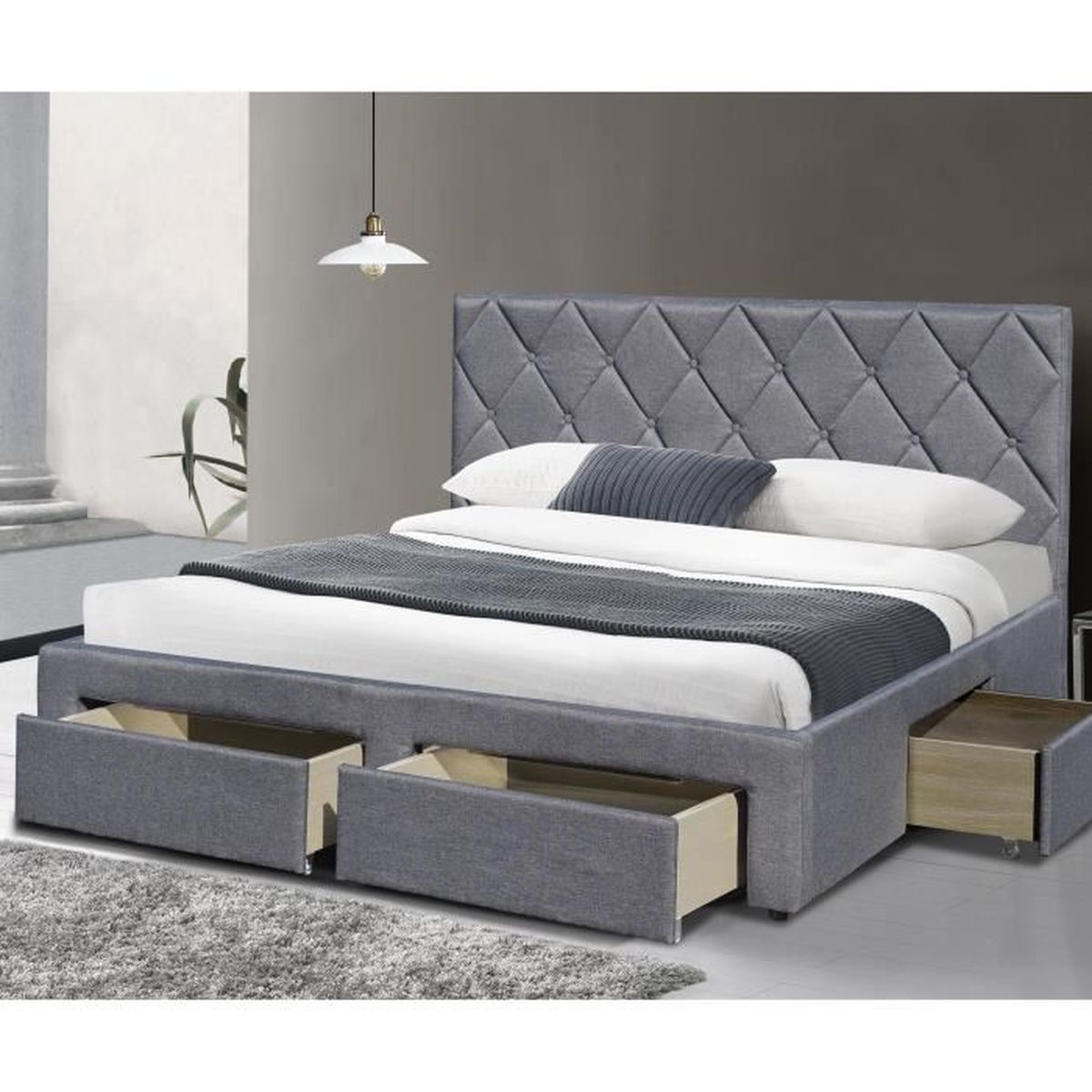 Lit adulte 2 personnes 160 x 200 cm - Achat / Vente structure de lit