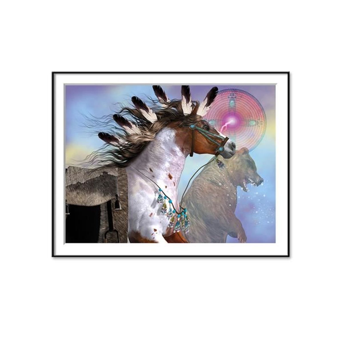 Peinture Coloree Imprimer Image Accueil Mur Indien Hawk Crest Cheval Motif Cdiscount Beaux Arts Et Loisirs Creatifs