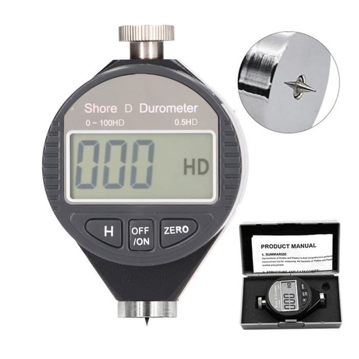 Shore A Duromètre Numérique 0-100 HA Testeur Dureté Caoutchouc Plastique Cuir LCD