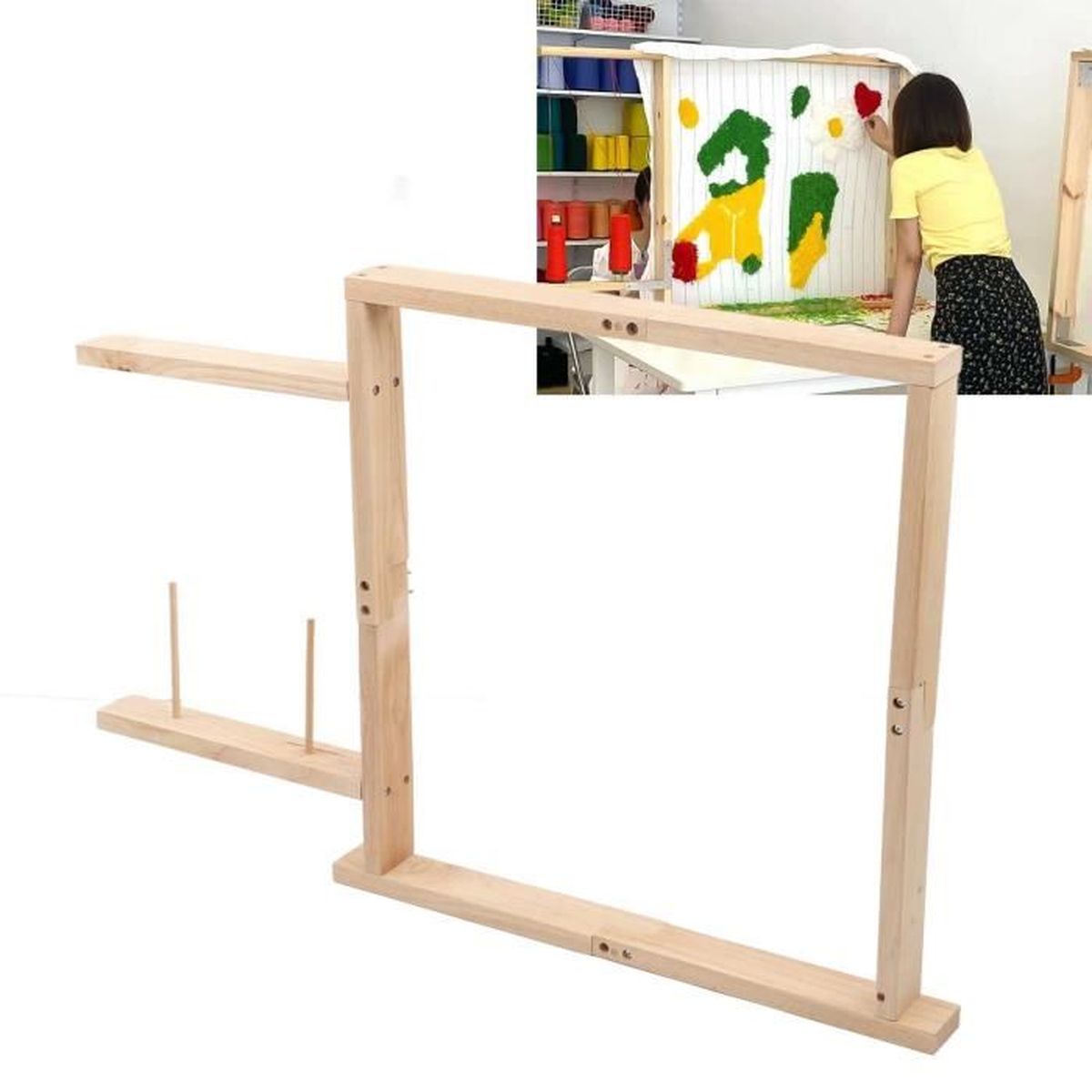 MissKraft - Tufting - Cadre en bois (Wood Trame) - 150 x 150 cm