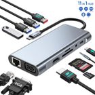 AUDEN COSMA HUB USB C, Adaptateur USB C 11 en 1 avec 4K-HDMI, VGA, USB 3.0, Type C PD, Ethernet RJ45, Lecteur de Carte SD/TF, AUX 3,5 mm
