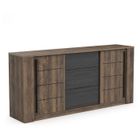 DEMEYERE Enfilade MONACO - Décor chêne et noir - 2 Portes + 3 Tiroirs - L206 x P44,9 x H94 cm - CBA MEUBLES