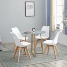 H.J WEDOO Table à manger ronde transparente Scandinave 80*75cm et 4 chaises blanches 46x 43 x 83 cm