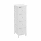 Chiffonier meuble de rangement - JUANIO - Blanc - 4 tiroirs - 26x32x82,5 cm