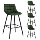 WOLTU 4X Tabouret de Bar, Chaise de Bar, Assise rembourrée en Velours avec Pieds et Repose-Pieds en métal,Vert Foncé