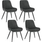 WOLTU Chaises de Salle à Manger Lot de 4, Chaises Relaxantes en Velours, Ergonomiques avec Dossier, Gris foncé BH331dgr-4