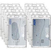 10 PCS Porte-badge vertical à 2 cartes avec fente pour le pouce Protecteur de carte d'identité Transparent porte badge rigide