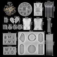 Moules en silicone de style mixte en résine époxy en kit, ensemble de moulage, d&#39;outils pour la fabrication de bijou CD2117