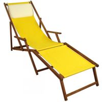 Chaise longue de jardin jaune pliante avec repose-pieds et oreiller, mobilier de jardin 10-302FKH