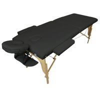 Table de massage pliante 2 zones en bois avec panneau Reiki + Accessoires et housse de transport - Noir - Vivezen