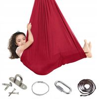 Hamac pour enfants Balançoire sensorielle Yoga aérien Balançoires flexible Tissu monocouche 150x280cm Rouge foncé-1