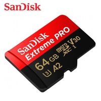 Carte Mémoire microSDXC SanDisk Extreme PRO 64 Go + Adaptateur SD avec Performances Applicatives A2 Jusqu'à 170 Mo/s, Classe 10