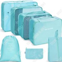 TD® Ensemble de sacs de rangement de voyage Trousse de toilette pliante en huit pièces Sac de rangement pour vêtements Sac de