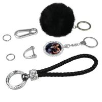 Porte-clés en strass motif Bélier pour femmes et filles avec mousqueton en peluche - Noir. 7
