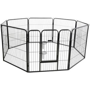 ENCLOS - CHENIL Cage Pour Petit Animau - 80577 Enclos Chien Chiot 8 Éléments Porte Revêtue Par Pulvérisation