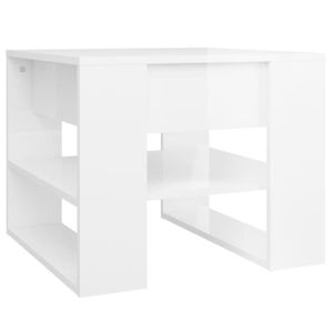 TABLE BASSE Table basse Blanc brillant 55,5x55x45 cm Bois d'in