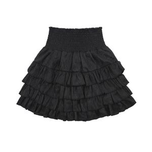 JUPE Harajuku-Mini jupe à volants taille haute pour filles,jupes dégradées moelleuses,jupe courte élégante,Lolita- Black[F7587]