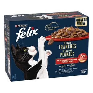 BOITES - PATÉES LOT DE 2 - FELIX - Délices Tranchés Sélection Campagne en Gelée Pâtée pour chat - boite de 12 sachets de 85 g