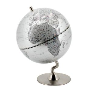 CARTE - PLANISPHÈRE Carte Geographique - Planisphere - ORIGEN Home Decor Globe Ballons du Monde Ronds Argentés - 20x14x14cm