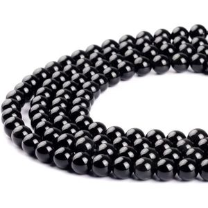 Perles Perles Obsidiennes Rondes Naturelles Noires pour Fabrication de Bijoux 4 mm 6 mm 8 mm 10 mm 12 mm 14 mm, Noir , 8 mm340