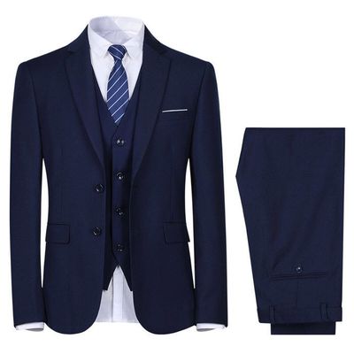 Costume Homme 2 Pièces Slim Fit – Veste Smoking 1 Bouton + Pantalon Business Mariage, Entretien Facile, Tailles XS-3XL