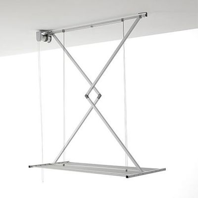 Foxydry Mini Étendoir De Plafond Rétractable Blanc 128 Cm - Séchoir à Linge Vertical Pliable Pour Intérieur Et Balcon