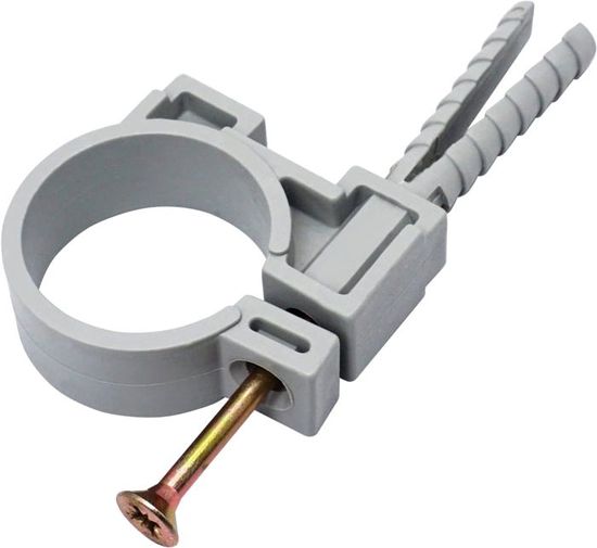 Colliers De Serrage Plastique Gris - Lot De 10 Pour Tuyaux 25-27 Mm - Avec Vis Acier - Fixation Murale Solide
