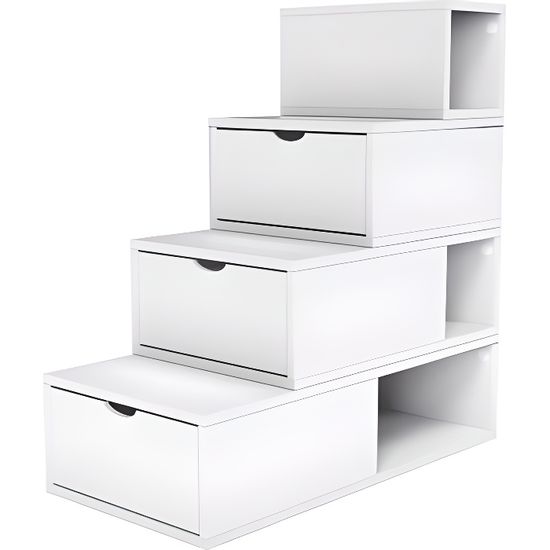 Escalier Cube De Rangement Hauteur 100 Cm Couleur Blanc