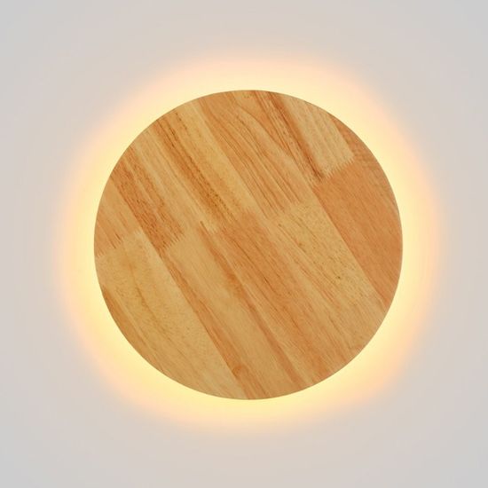 Applique Murale LED TRINA En Bois Naturel - Lumière Chaude Indirecte 8W 2700K - Design Organique Pour Salon, Chambre, Couloir