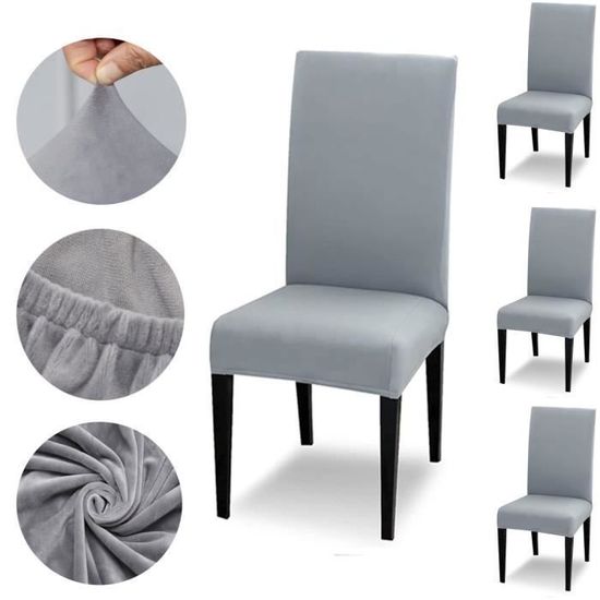 Lot De 4 Housses De Chaise Extensibles De Noël - Pour Chaises Sans Accoudoirs - Motif Fête, Protection