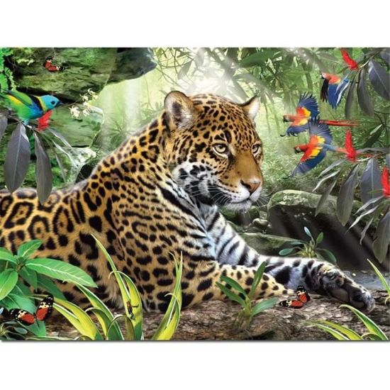 Kit Peinture Diamants 5D - Panthère Noire Jungle - 40x50 Cm - Activité Adultes & Enfants