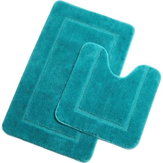 Mixibaby Lot De 2 Tapis De Bain Doux, Antidérapants, Séchage Rapide, Lavables En Machine, Pour Salle De Bain, Douche Et WC 50 X 80 Cm + 50 X 40 Cm, Dimensions