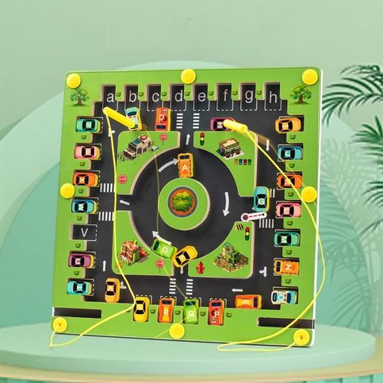 Jeu Magnétique Parking Labyrinthe En Bois - Apprendre L'alphabet - Jouet Montessori 3-6 Ans - 7