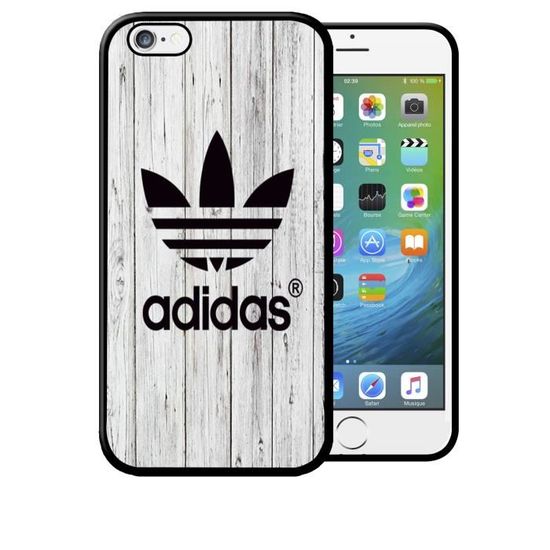 Coque iPhone 8 8s Adidas Effet Bois Blanc Nature Brut Logo Swag