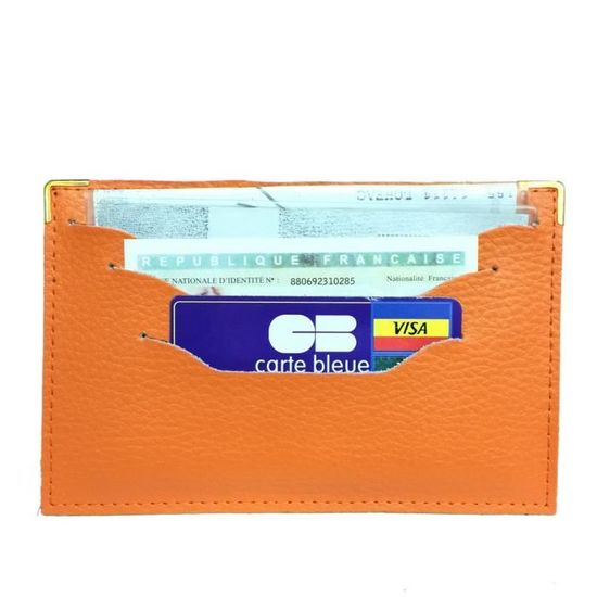 LOLUNA Porte Monnaie Cuir Véritable Compact Orange - Spacieux Pour Pièces, Billets Et Cartes - Homme Et Femme