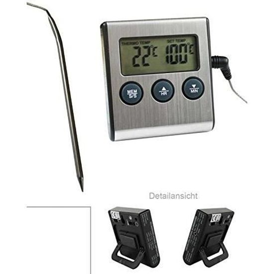 Thermomètre alimentaire étanche avec sonde inox et alarme