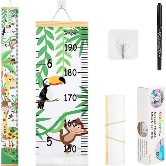 Toise Enfant LT10841-Toise Murale à Suspendre Règle Pour Enfants Toile Hauteur Règle De Mesure Pour Chambre D Mesure Enfant Mural