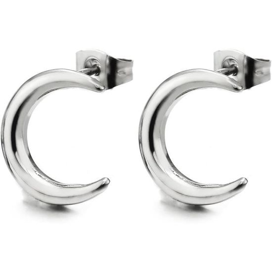 Lot De 4 Paires De Boucles D'Oreilles Rondes Acier Inoxydable Noir (6/8/10/12 Mm) - Cadeau Homme/Femme
