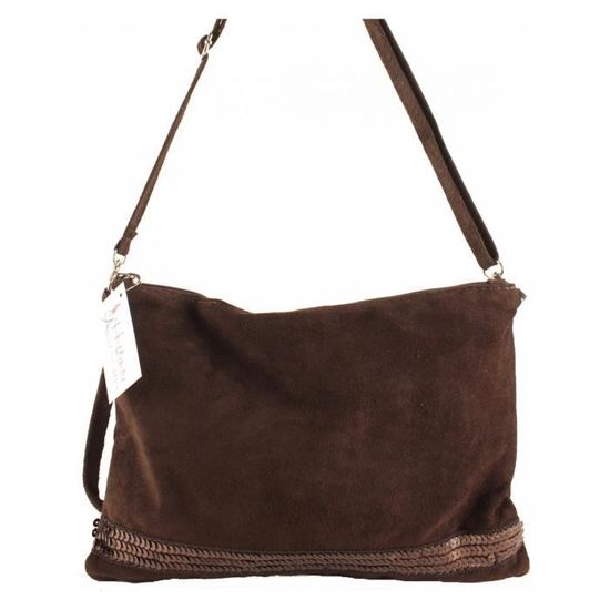 Pochette cuir deals marron femme