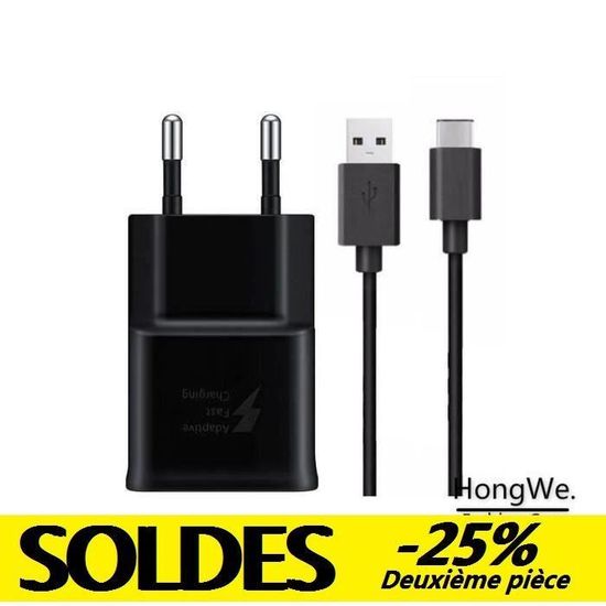 Chargeur Samsung Galaxy S8 PLUS Charge Rapide AFC 2A NOIR + cable 150cm