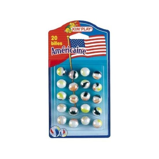 Kim'Play Billes – Lot De 20 Billes 16 Mm + 1 Calot 25 Mm Perroquet, Couleurs Assorties
