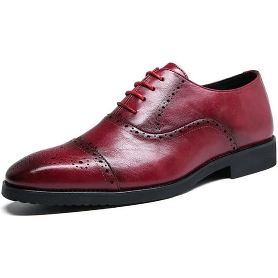 Chaussure Homme Richelieu de ville en cuir Rouge Rouge Cdiscount Chaussures