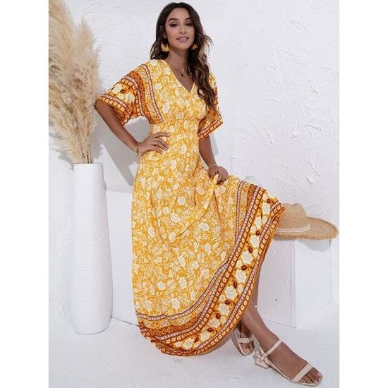 Robe Kaftan Bohème Femme YOUKD - Robe Plage Cover Up Grande Taille Été