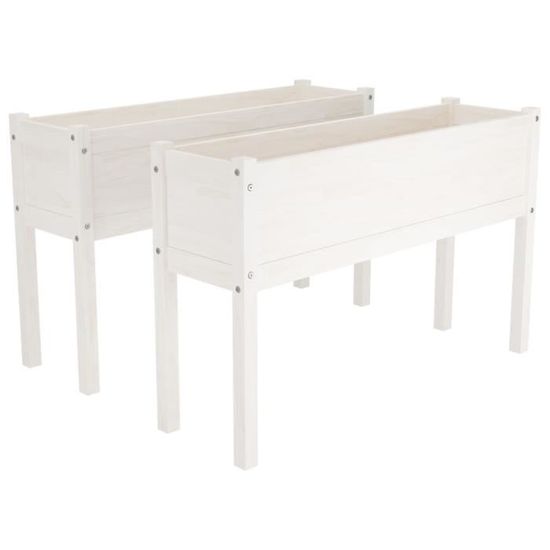 Jardinières 2 Pcs Blanc Bois De Pin Massif | Leroy Merlin