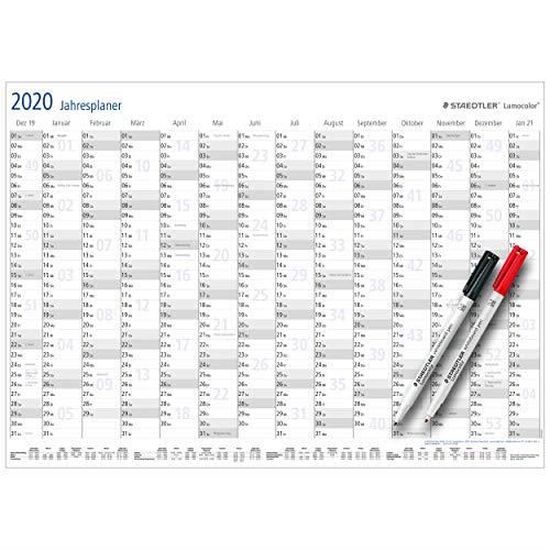 Agenda Mural STAEDTLER Lumocolor 2024 - Effaçable à Sec, Format A1 - Stylos Inclus